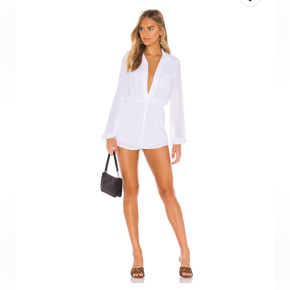 Superdown White Collared Romper - image 1